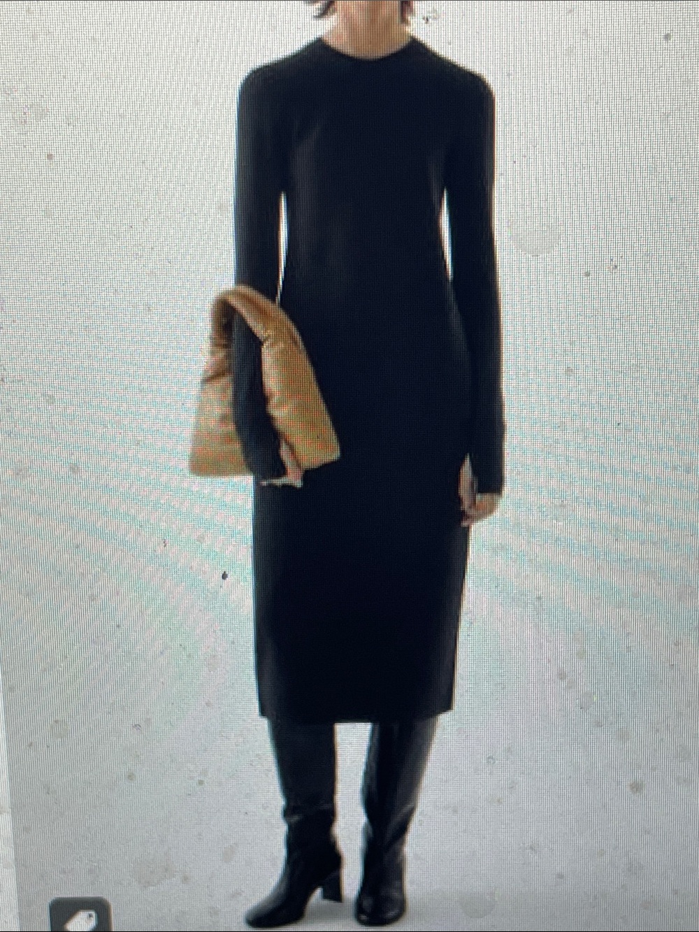 Cos long sleeve twisted high neck black midi dress - new